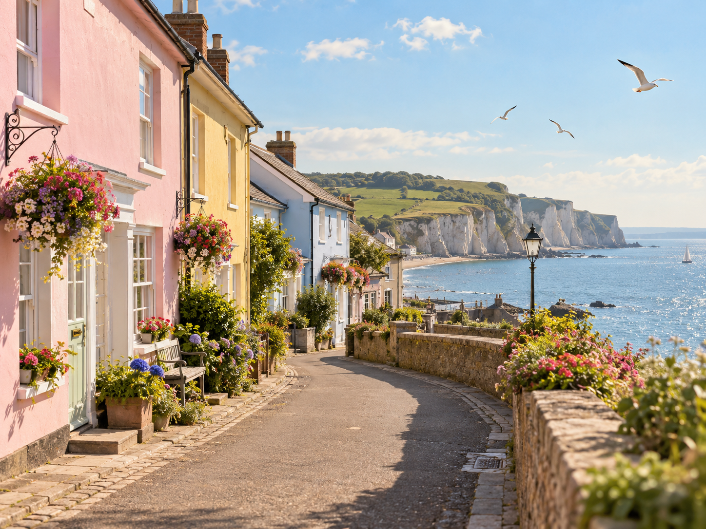 Illustrative seaside scene